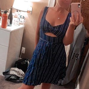 Lulu's Blue Striped Midi Dress
